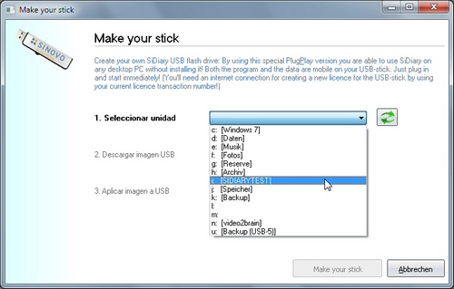 SiDiary on USB-Stick