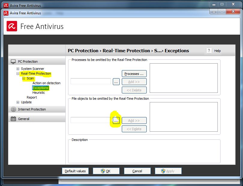 Antivirus exceptions