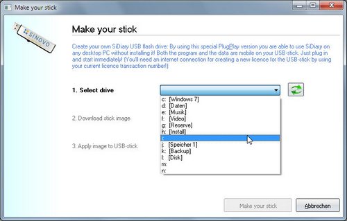 SiDiary on USB-Stick